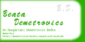 beata demetrovics business card