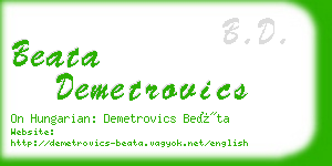 beata demetrovics business card